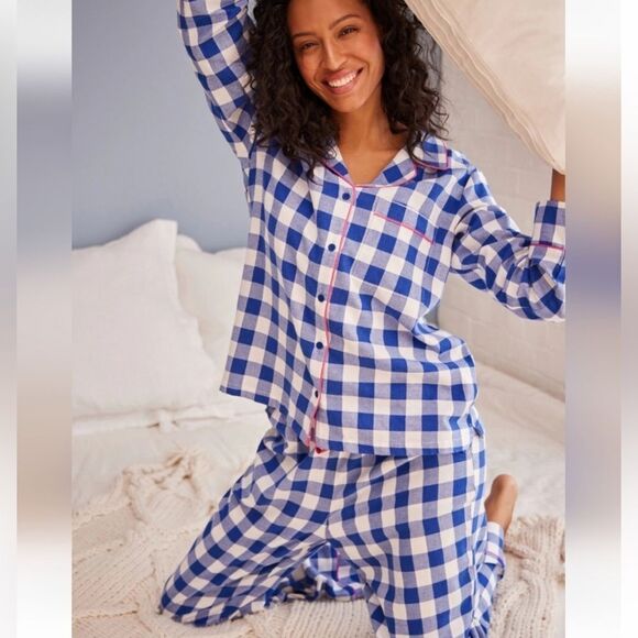 Bath & Body Works Blue and White Gingham Flannel Pajama in Size 10R. NWT! - Picture 2 of 11